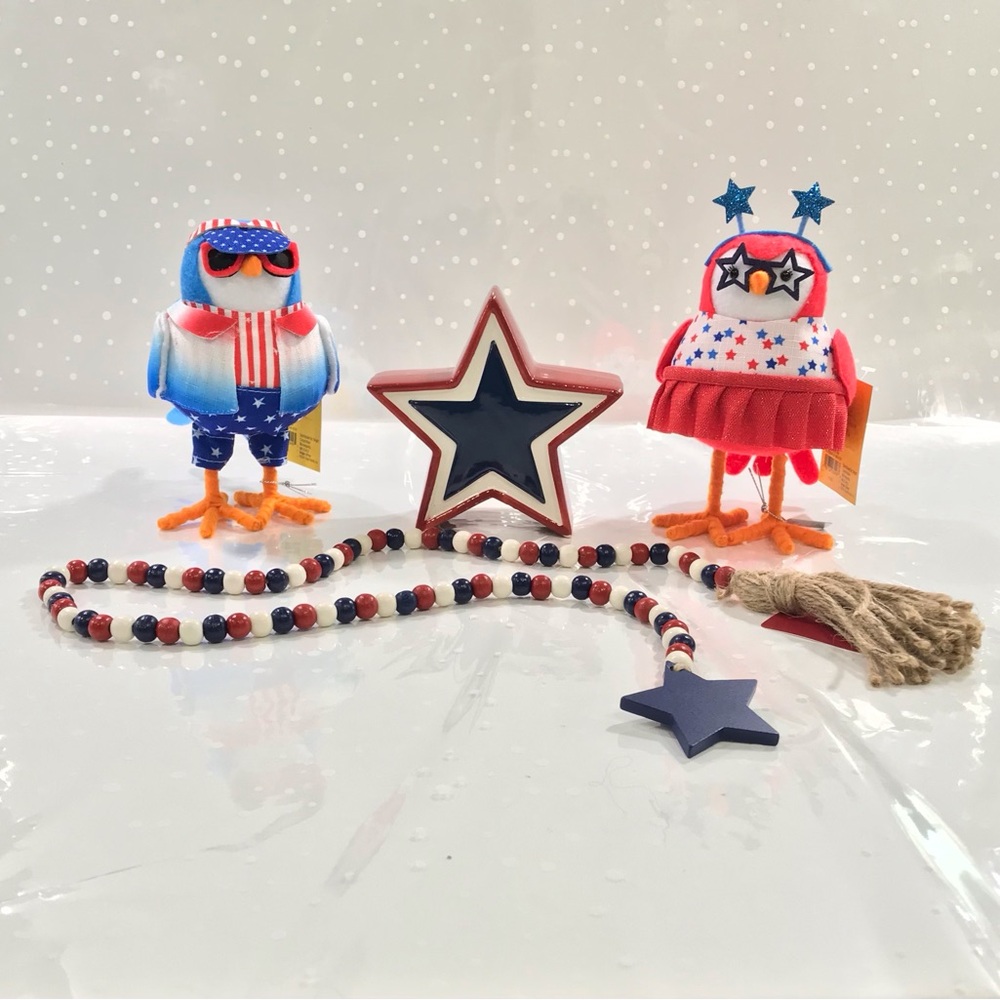 Target 2023 Sun Squad Bubba & Starla Bird Star Beads July 4th Decor 4pc. NWT